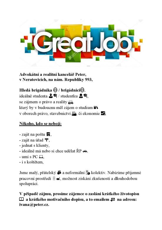 Nabídka brigády advokátní a realitní kancelář